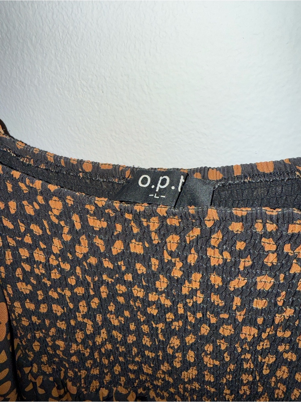 Smocked Square-Neck Midi Dress in Brown Polka Dots - Picture 3 of 4